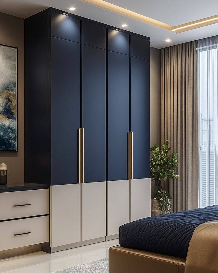 Custom matte black built-in fitted wardrobes with sliding doors in Benoni, East Rand by Elite Wood Works