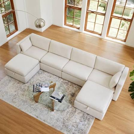 Modular sectional sofa with plush deep-seated cushions and reconfigurable units
