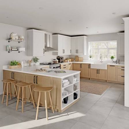 Peninsula kitchen design creating a functional breakfast bar divider